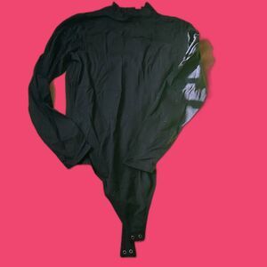 Abercrombie & Fitch Black Bodysuit Long Sleeve Mock Neck